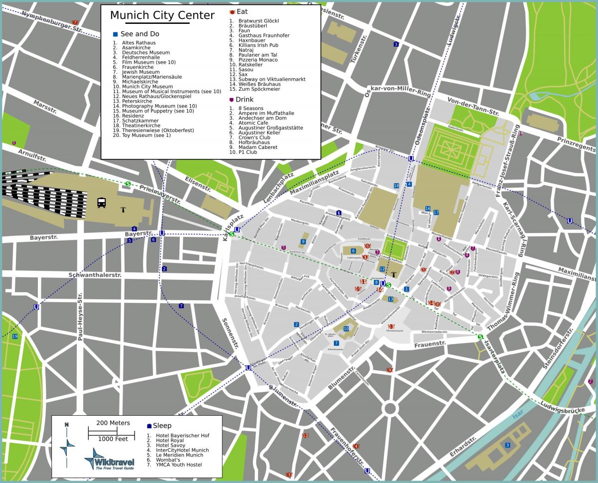 τουριστικός χάρτης της πόλης: μόναχο αξιοθέατα