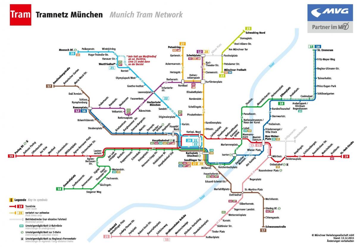 Χάρτης της πόλης: μόναχο τραμ