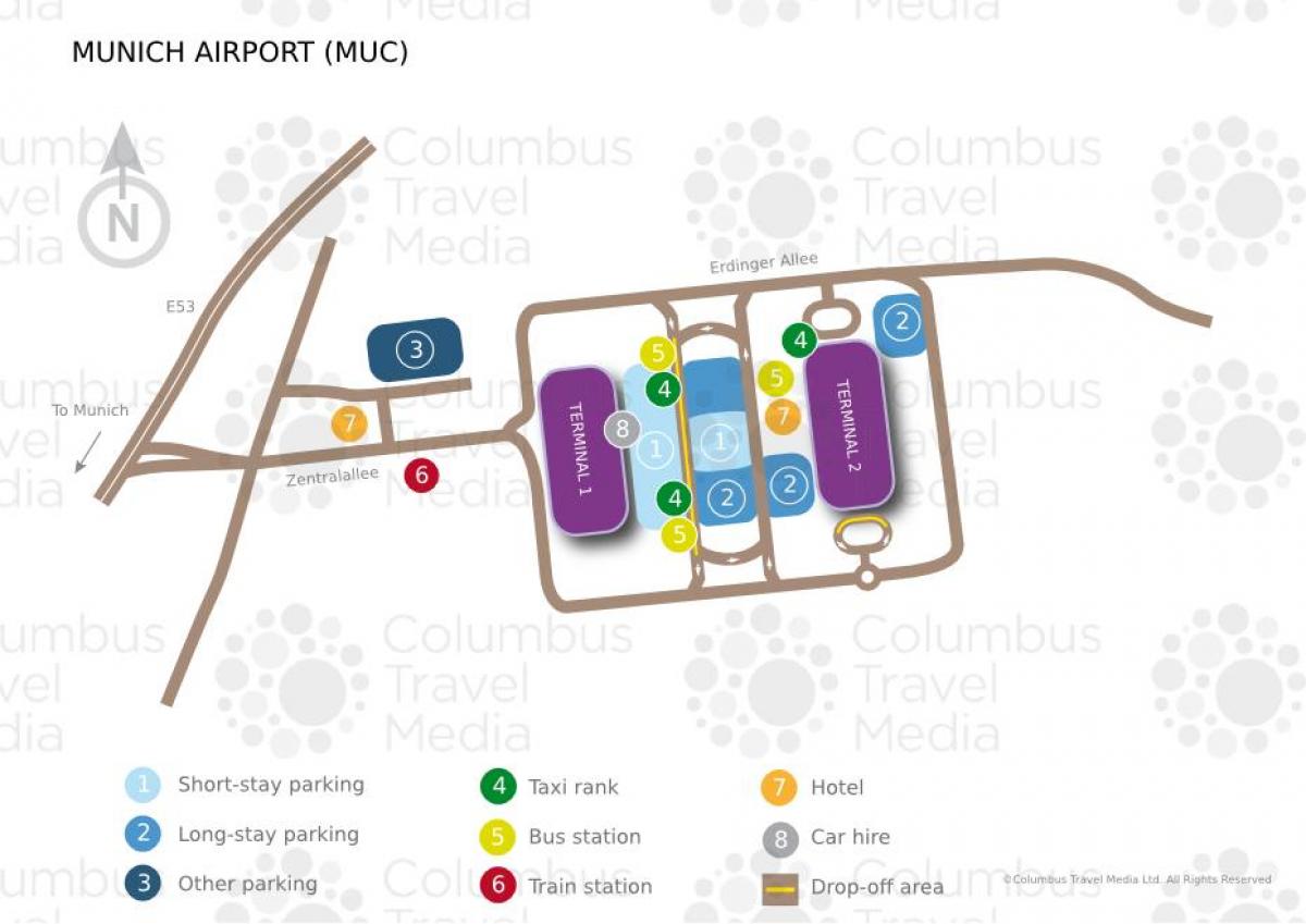 Χάρτης από το αεροδρόμιο του μονάχου σιδηροδρομικό σταθμό